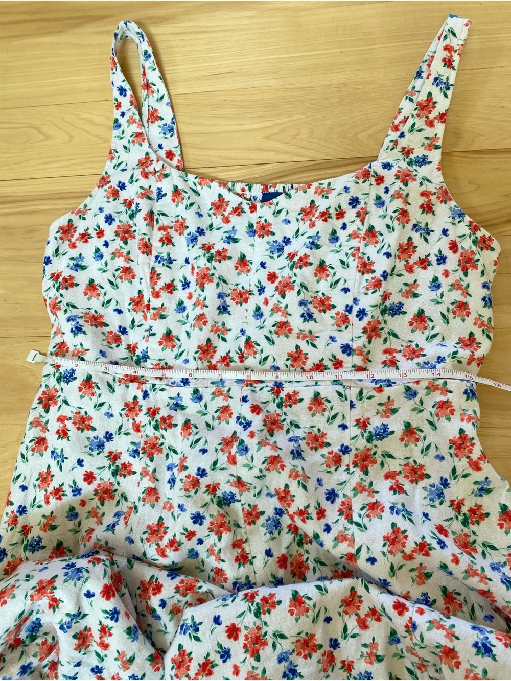Old Navy Dress Floral Linen Blend Midi Dress Medium Garden Party Dress - Picture 9 of 10